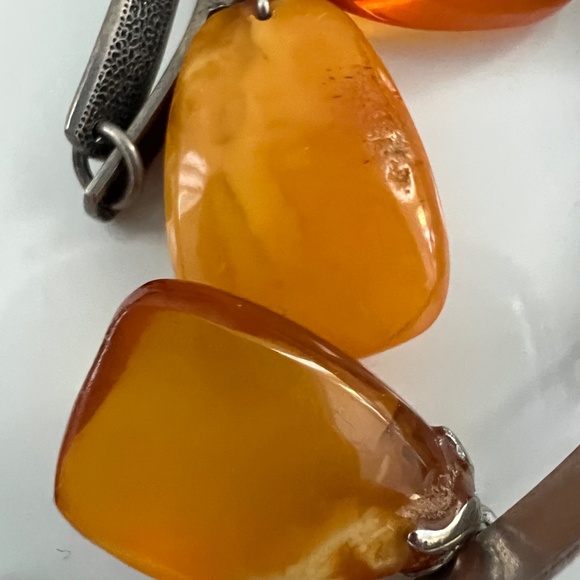 Vintage Baltic Amber 875 Silver Bracelet 60's USSR - Picture 6 of 9